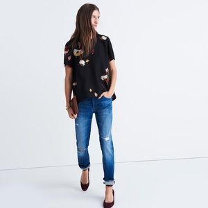 Madewell Maison Painted Floral Button Back Top